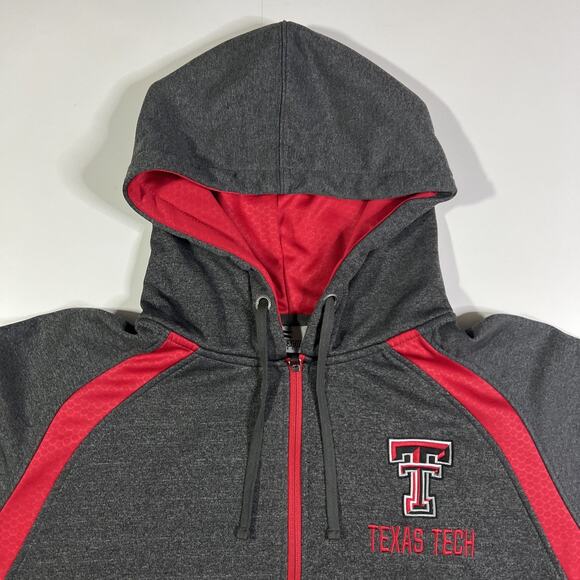 Texas Tech Red Raiders NCAA Red/Gray Hoodie Men's XL Full Zip Colosseum - Picture 2 of 11